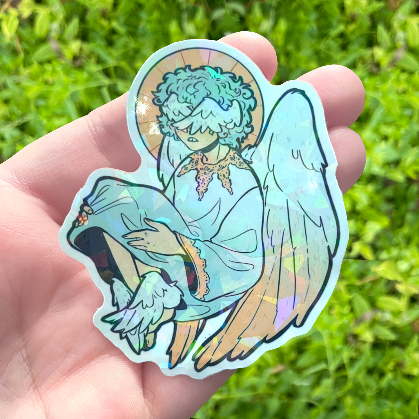 Broken-Glass Holo Lonely Angel Sticker