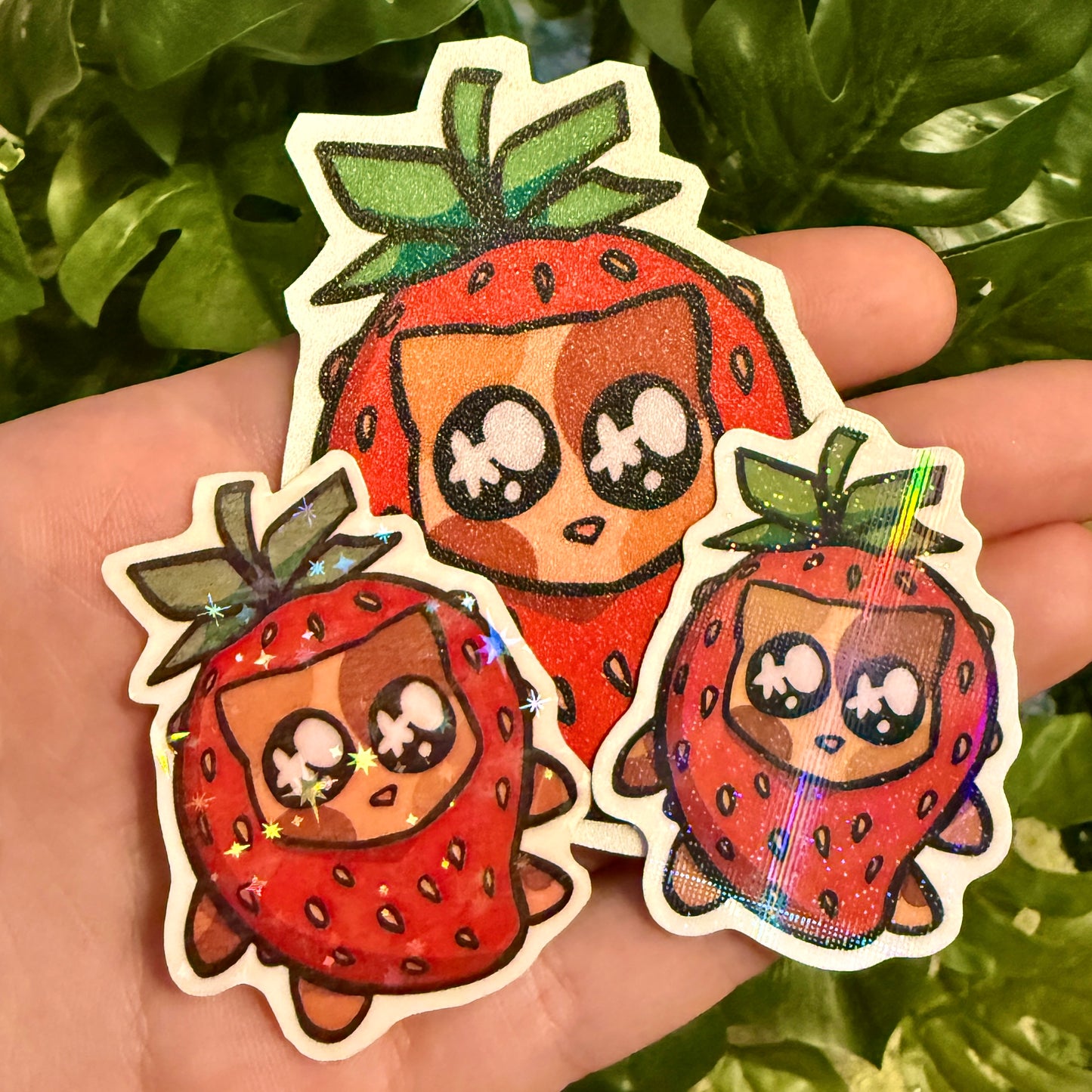Strawberry Cat Stickers! [Sensory, Cross/Star Holo]