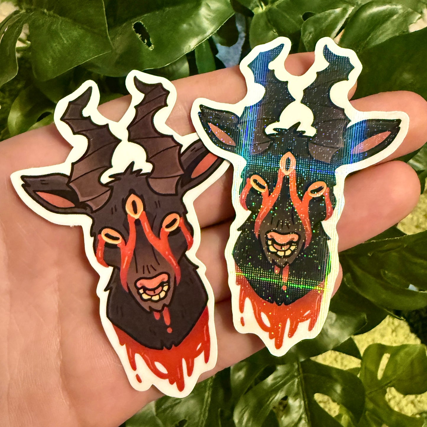 Bloody Goat Head Sticker! [Cross Holo]
