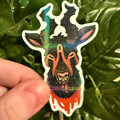 Bloody Goat Head Sticker! [Cross Holo]