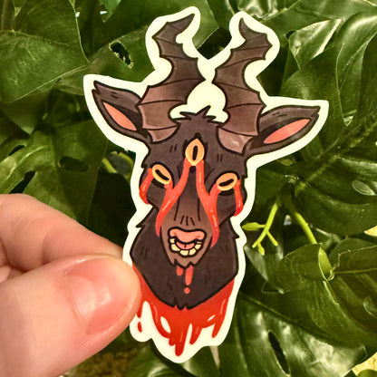Bloody Goat Head Sticker! [Cross Holo]