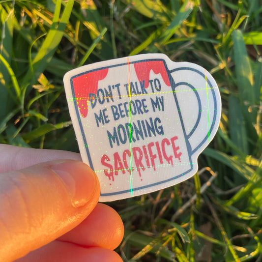 Cross Holographic Morning Sacrifice Mug Sticker