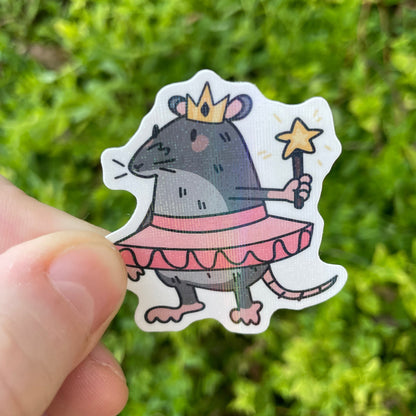 Cross Holographic Fairy Princess Rat Sticker!