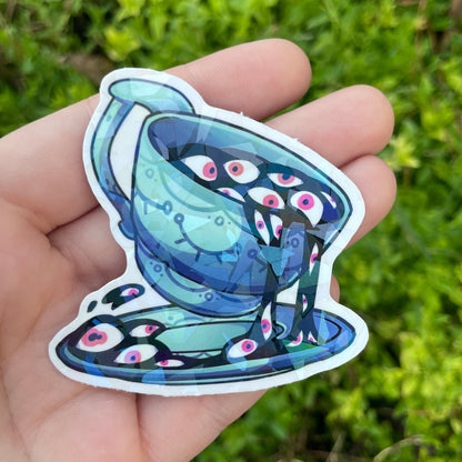 Broken-Glass Holographic Eyeball Teatime Sticker