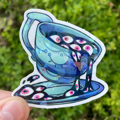 Broken-Glass Holographic Eyeball Teatime Sticker