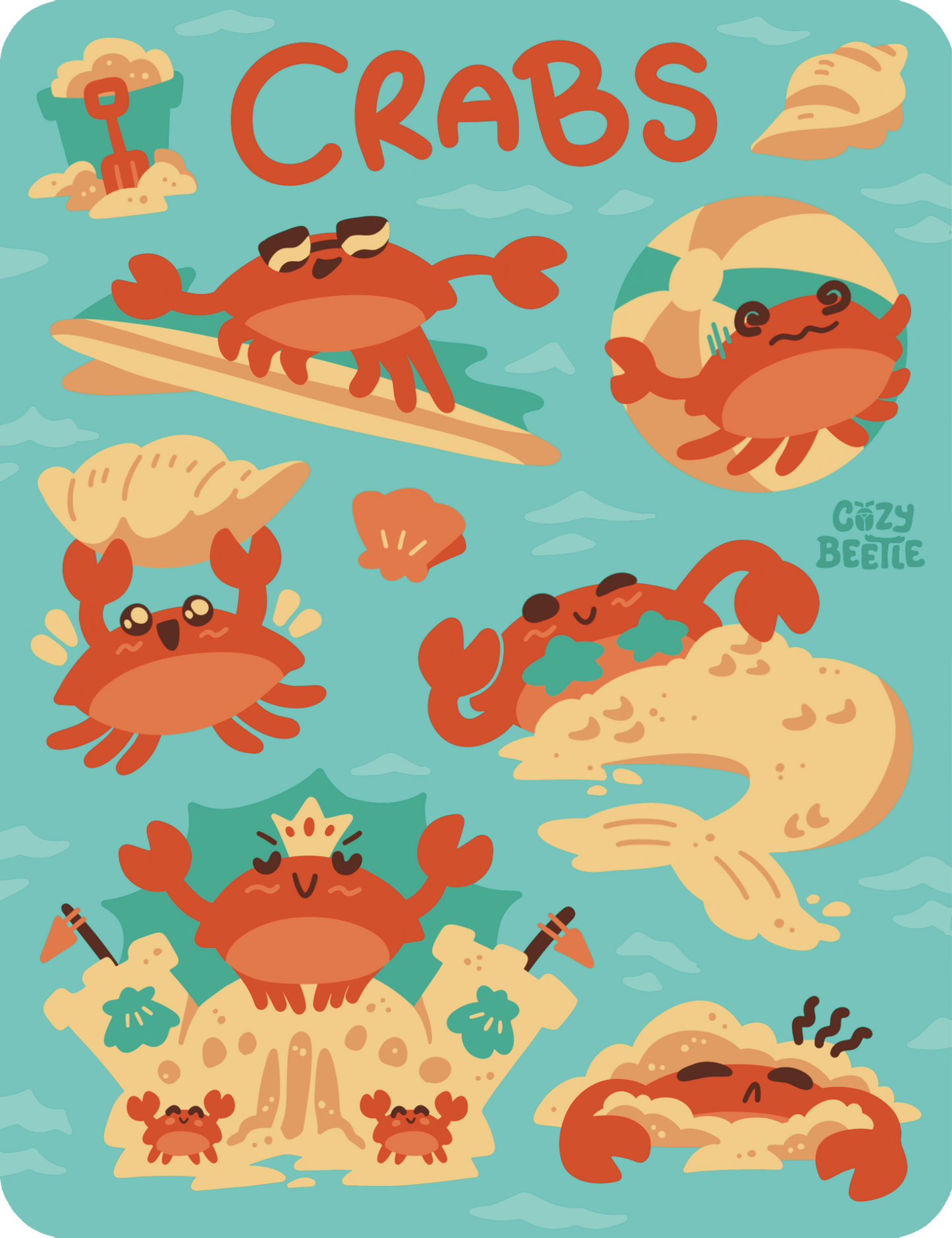 Crab Sticker Sheet